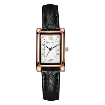 2021 Новые модные женские часы с красным кожаным ремешком, повседневные часы, квадратный циферблат, корпус из розового золота, женские часы, наручные часы, подарок