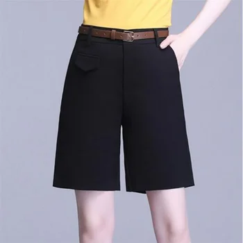 2023 Шорты для женщин Широкие прямые брюки Элегантные однотонные прямые шорты Свободные повседневные женские летние шорты W45