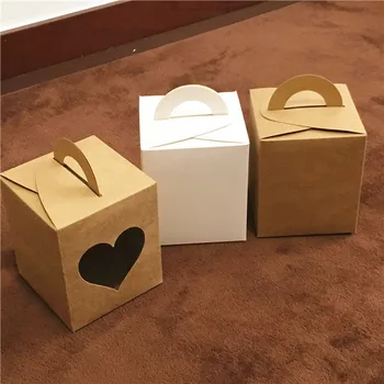 24шт Портативные коробки для тортов из Крафт-бумаги ручной работы, коробка для печенья, конфет, упаковка для кондитерских изделий, Подарочные коробки