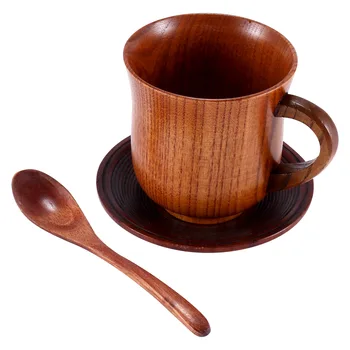 3 шт./компл. Деревянная чашка, блюдце, ложка, набор инструментов для приготовления кофе и чая, аксессуары