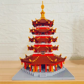 3D Модель DIY Мини Алмазные Блоки Кирпичи Здание Мировой Архитектуры Башня Лейфенг Западное Озеро Пагода Игрушка для Детей