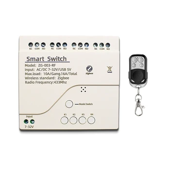 4-Канальный Модуль Реле Wi-Fi Zigbee 3.0 DC7V-32V RF Smart Switch Работает С приложением Tuya Smart Life В Самоблокирующемся Режиме Движения