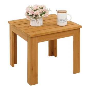 45,5x45,5x41 см, деревянный квадратный боковой столик, журнальный столик для бистро в патио, в помещении, на открытом воздухе, натуральный [В наличии в США]
