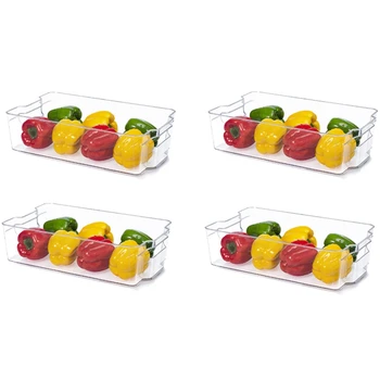 4шт Ящиков-органайзеров для холодильника Прозрачные Пластиковые ящики для морозильной камеры, кухонного шкафа, кладовой