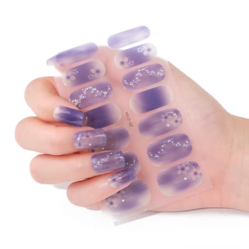 5D наклейка для ногтей с фиолетовым цветочным тиснением, самоклеящаяся наклейка для художественного дизайна, гелевые обертывания, Красочные наклейки, украшения для ногтей
