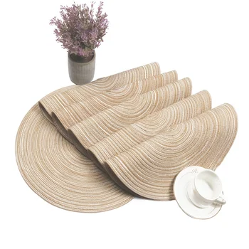 6шт круглых плетеных салфеток Набор круглых настольных ковриков для обеденных столов
