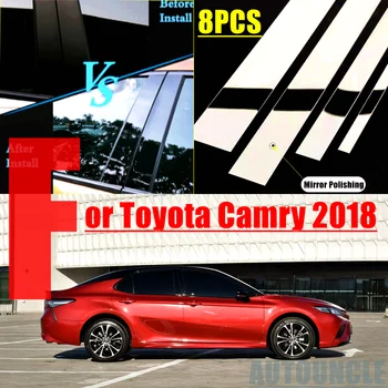8ШТ BC Крышка Стойки Двери Окна Автомобиля Черная Отделка Полосками ПВХ Практичная Простая В Установке Для Toyota Camry 2018-2021