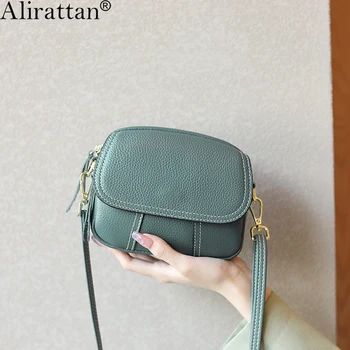 Alirattan Новые женские сумки через плечо из натуральной кожи 2023, модный дизайн, женский кошелек, модные сумки-мессенджеры из воловьей кожи на плечо