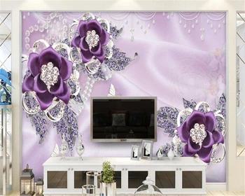 Beibehang Пользовательские Обои Шелковый Фиолетовый Цветок 3d 3d Гостиная Спальня Диван ТВ Фон 3d обои для стен фотообои