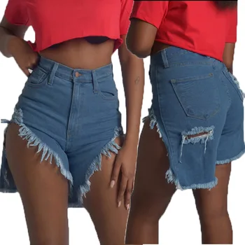 BKLD 2019, Модные женские летние джинсовые шорты с дырками, джинсы, женская короткая уличная одежда с высокой талией, Повседневные Новые женские джинсовые шорты-скинни