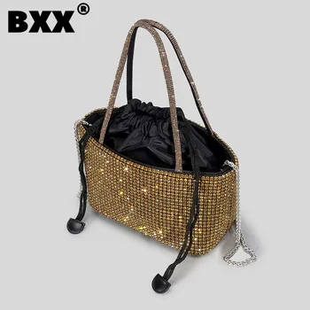 [BXX] Новая сумочка на шнурке с бриллиантами, женские сумки через плечо со стразами большой емкости, женские 2023 Tide 8AB209