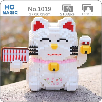 HC 1019 Животный Мир Lucky Cat Деньги Фортуна Счеты Колокольчик Домашнее Животное Кукла 3D Мини Алмазные Блоки Кирпичи Строительная Игрушка Для Детей Без Коробки