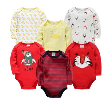 Honeyzone 3 6 шт./компл. Одежда для маленьких мальчиков с мультяшным принтом, 100% хлопок, боди для новорожденных девочек, крутой комбинезон с животными для младенцев