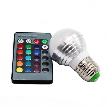 Milti Color Пульт дистанционного управления RGB Лампа Smart Electric Light E27 База 3 Вт 220 В Лампа для домашнего прожектора