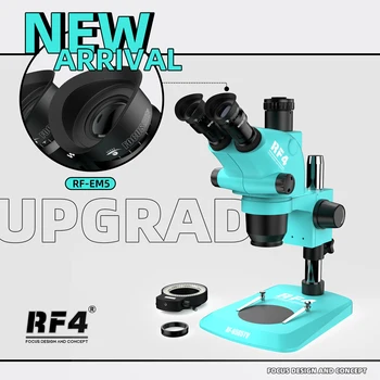 RF4 6.5X-65X Скульптурная сварка Ювелирных изделий Оптический Стереоскопический микроскоп с триокулярным увеличением RF6565TV-144LED Источник света