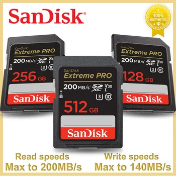 SanDisk SD-карта Extreme PRO Карта памяти с высокой скоростью до 200 Мбит/с U3 4K UHD Видео C10 V30 SDHC и SDXC UHS-I Карты для Камеры