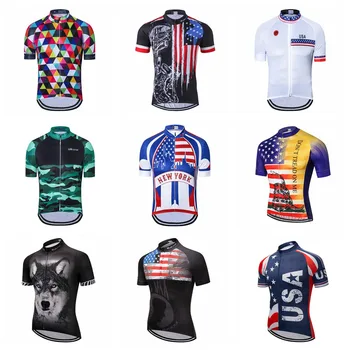 USA cycling jersey Мужские Велосипедные майки С коротким рукавом летние Pro Road MTB Maillot Ciclismo Велосипедные Топы, футболки Дышащего Белого цвета