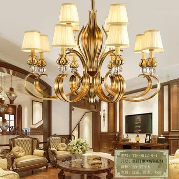 Американская хрустальная люстра для гостиной из меди Дерево Жизни Люстры для спальни, подвешенные к потолку, Винтажный ресторанный светодиодный светильник