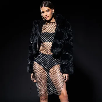 Блестящее сетчатое прозрачное мини-платье в сеточку для женщин Y2k Sexy Club Cover Up без рукавов, вечерние платья с блестящими стразами