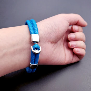 Браслет PolishedPlus на заказ, Вдохновляющий браслет с синим якорем, персонализированный подарок
