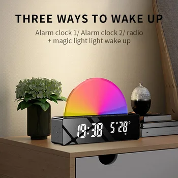 Будильник Sunrise с подсветкой для пробуждения, имитирующий восход солнца, 8 цветов, динамичная атмосфера, Легкий Дышащий свет, подходящий для сна детей