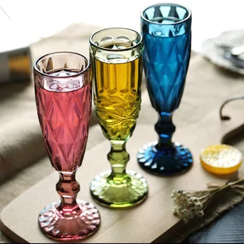 Винтажный Красочный бокал на высокой ножке для Шампанского, коктейлей, виски, Хрустальная скульптура, бокал для сока, пива и вина 150 мл
