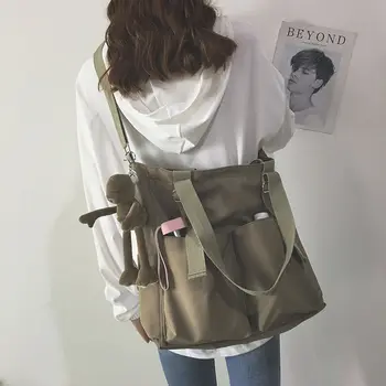 Водонепроницаемая сумка, холщовая сумка большой емкости, женская сумка-мессенджер, Корейская студенческая сумка в японском стиле харадзюку, большая сумка на одно плечо, сумка-тоут