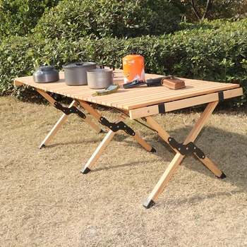 Деревянный складной переносной стол, буковый складной стол, используется для кемпинга на открытом воздухе, пикника, пляжа, с сумкой для переноски