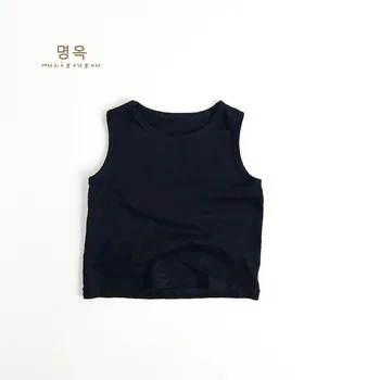 Детская хлопковая майка Bamboo Joint 2023, летняя новинка для мальчиков и девочек, Корейская версия, Японская детская футболка без рукавов Tre