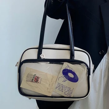 Женская сумка-тоут большой емкости, женские модные квадратные сумки, мягкая кожаная сумка для студентов колледжа подмышками