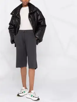 Женские шорты длиной до колен Унисекс, однотонные трикотажные Прямые брюки со свободным эластичным поясом, повседневные спортивные брюки