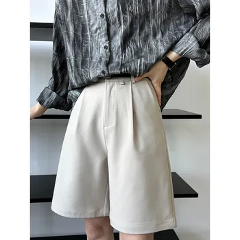 Женский летний костюм с высокой талией, шорты | Стильные повседневные свободные широкие брюки средней длины в корейском стиле с прямым рукавом