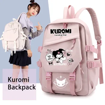 Женский рюкзак для ноутбука Kawaii Kuromi, милые школьные сумки для девочки-подростка, повседневная дорожная сумка с несколькими карманами, рюкзак