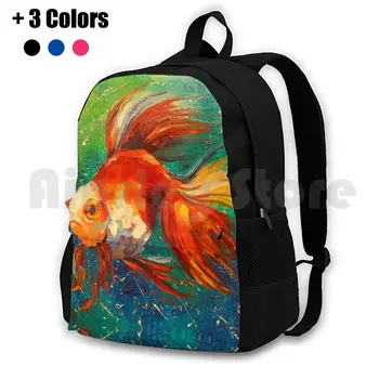 Золотая Рыбка, Походный рюкзак, Водонепроницаемый, для кемпинга, для путешествий, Золотая Рыбка, Картина маслом, Картина природы, Картина интерьера для животных