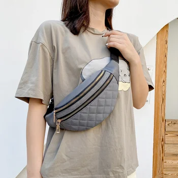 Клетчатая женская поясная сумка из искусственной кожи, поясные сумки, дизайнерская сумка через плечо, нагрудная сумка, женская модная сумка-банан, набедренная сумочка