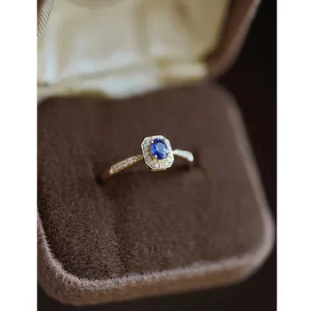 Кольцо из стерлингового серебра 925 пробы с синим цирконом, позолоченное 14 карат, модные легкие Роскошные винтажные свадебные украшения, Обручальные кольца для женщин