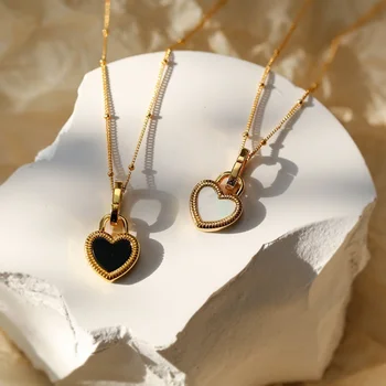 Корейское двойное лицевое металлическое ожерелье в форме сердца для женщин, Очаровательные двухсторонние ожерелья с сердечками для девочек, подарок для вечеринки, свадебные украшения