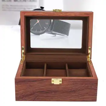 Коробка для показа часов с 3 сетками, прозрачное окно, противоскользящий ящик для хранения часов, Подарочная коробка для часов, Инструмент, деревянная коробка для часов