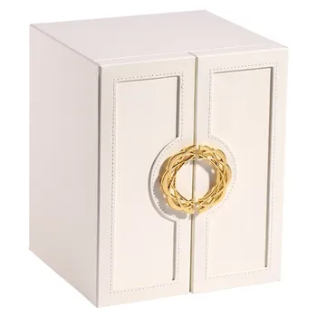 Коробка для хранения ювелирных изделий большой емкости Hxl, многослойная кожаная шкатулка с двойной дверью