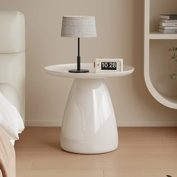 Кофейно-белый Прикроватный столик Тумбочка Nordic Mini Пластиковая Прикроватная Тумбочка Прикроватная тумбочка Круглые Чайные Принадлежности Мебель для спальни YY50BC