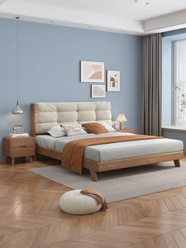 Кровать-облако из скандинавского ясеня, японская спальня, 1,8 м, простая, современная, прохладная кровать из массива дерева с высоким ящиком для хранения