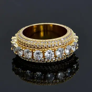 Латунные кольца с фианитами, мужские украшения в стиле рок, подарок для женщин на вечеринку R013