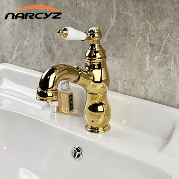 Легкий Роскошный Новый Золотой смеситель для раковины из латуни для ванной комнаты с горячей и холодной водой, выдвижной умывальник для ванной комнаты, смеситель для шкафа GY-1
