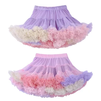 Летние разноцветные юбки-пачки для маленьких девочек, детская пышная балетная юбка, детская кружевная фатиновая юбка для вечеринок, одежда для танцев для девочек