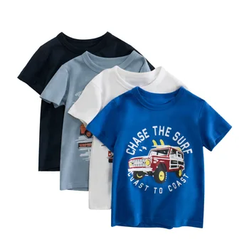 Летняя детская одежда, футболка для мальчиков, Хлопковая футболка с буквенным принтом, футболка с коротким рукавом, повседневная милая футболка для мальчиков от 1 до 8 лет