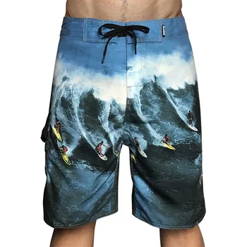 Лето 2023, мужские спортивные шорты с принтом для серфинга, Пляжные повседневные свободные быстросохнущие пляжные брюки