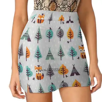 Лиса в лесу - На сером, Новые женские юбки, Двухслойное короткое платье с принтом, мини-спортивная юбка, Лиса, Природа, Лесные животные