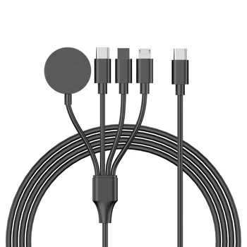 Магнитный Зарядный Кабель Micro USB Type C с Подсветкой 4 В 1 для Apple Watch Серии iPhone 14 13 12 11 Pro Max Samsung Charger Cable