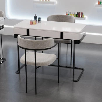 Маникюрные столы в скандинавском минимализме из кованого железа, Профессиональные маникюрные столы, легкая Роскошная мебель для салона, Стол и стулья для маникюрного салона