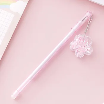 Милая розовая подвесная ручка с цветочным нейтральным карандашом, мультяшные гелевые ручки для начальной школы, канцелярские принадлежности для студентов